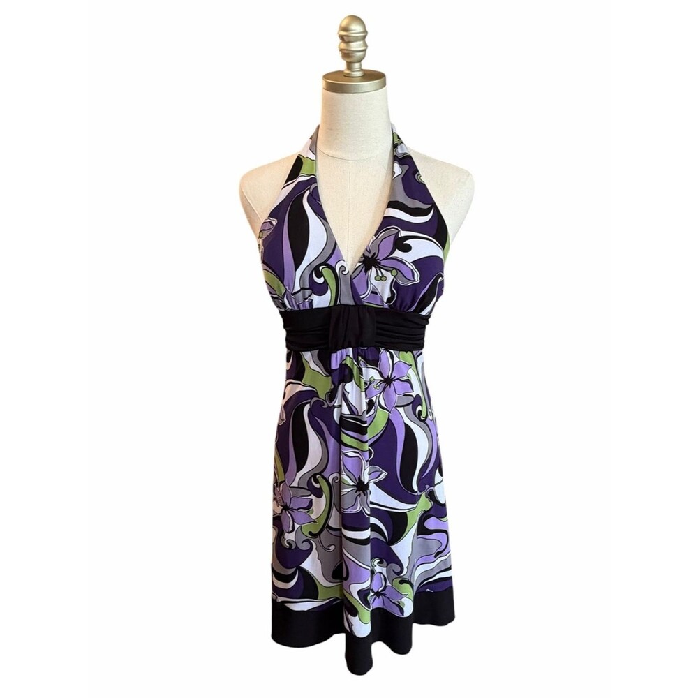 Speechless Y2K Womens Funky Floral Halter Dress Size M Fairy Whimsigoth Retro